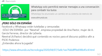 El bulo de WhatsApp